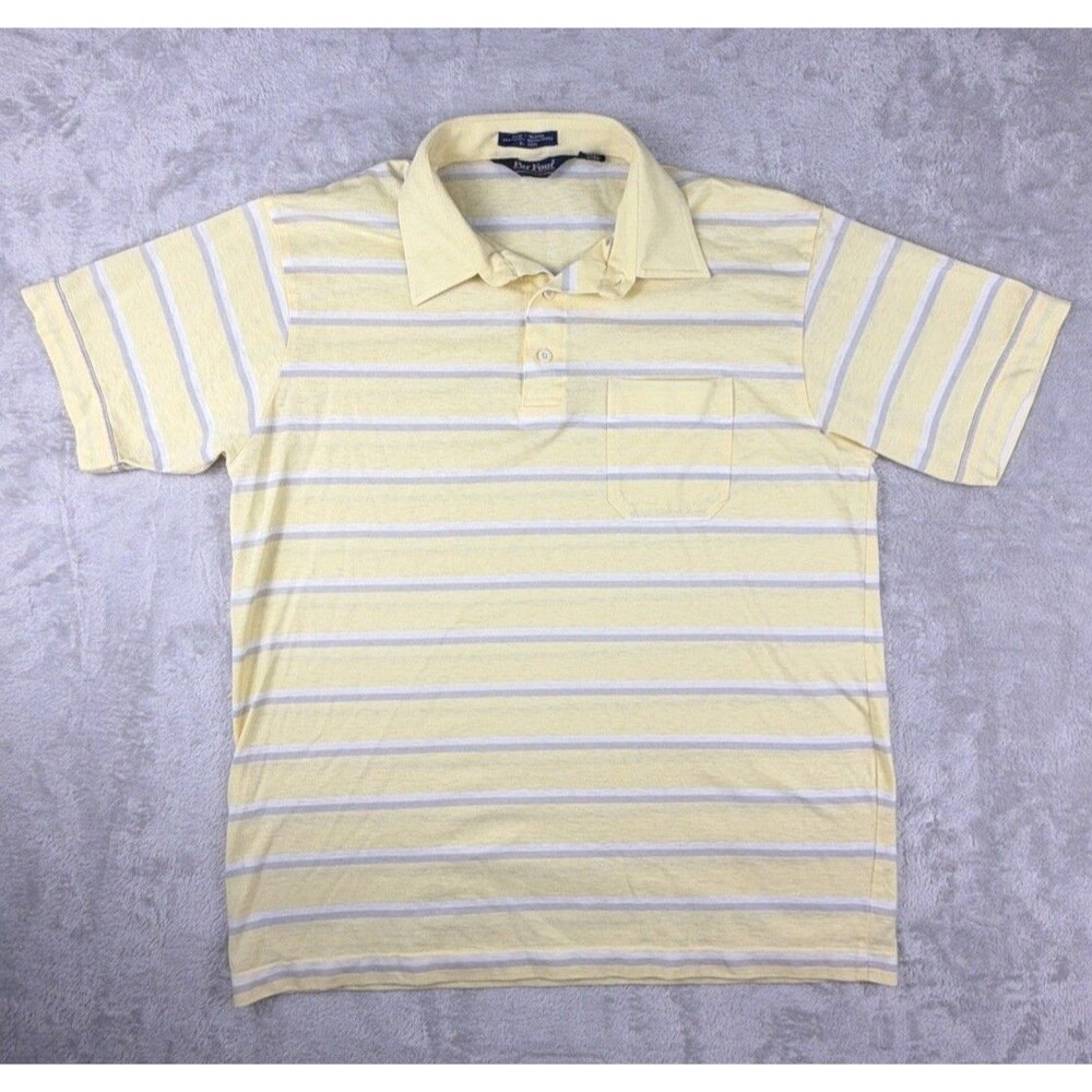 Vintage Par Four Golf Shirt Mens Large Yellow/White Polo, Lightweight Read Desc.